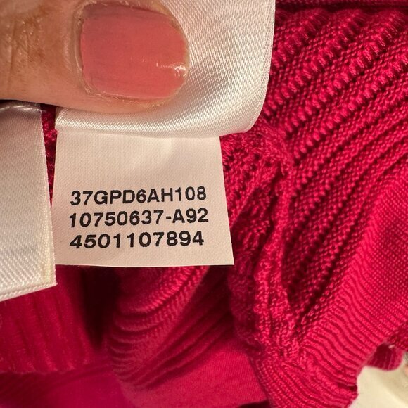 Kasper Hot Pink Open Front‎ Cardigan Ribbed Trim Lightweight Sweater PXL - Picture 6 of 7